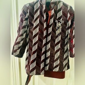 Stylish Burgundy and White Striped Jacket and pants